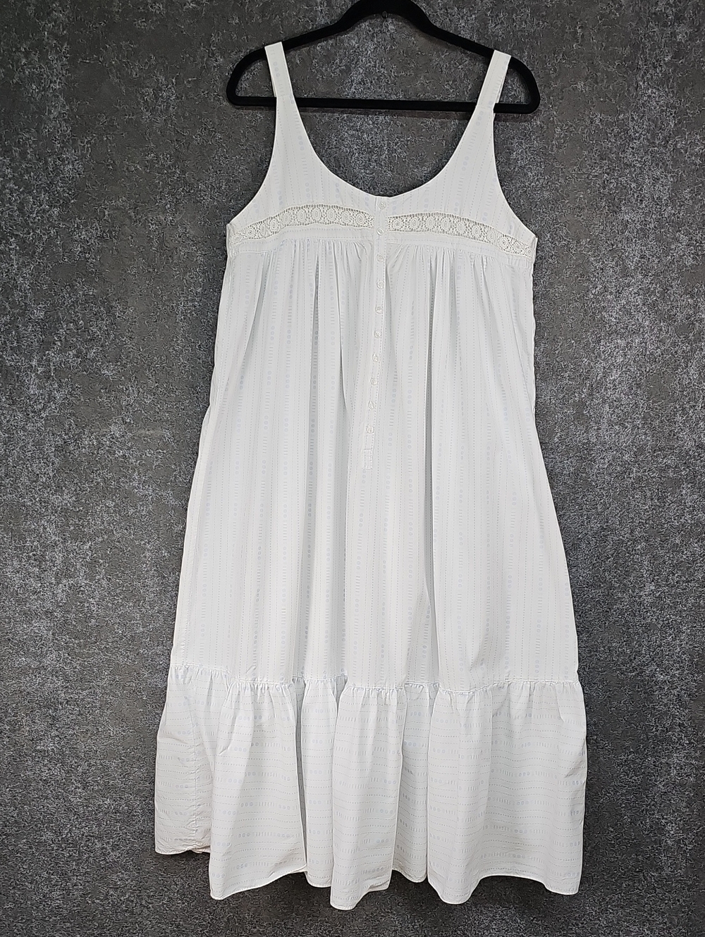 Vintage 90s Victoria Secret Prairie Gown, Cotton, White Blue, Generous SZ Large